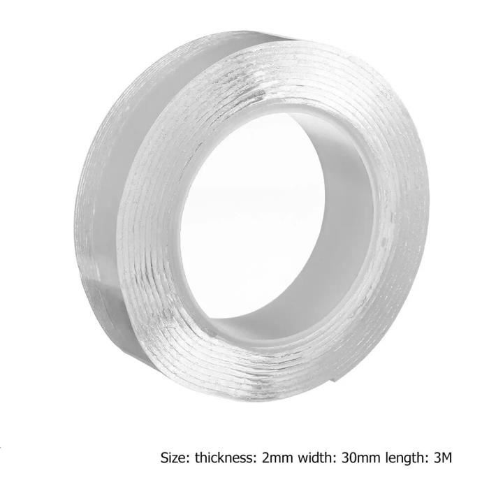 Bande nanométrique sans empreinte digitale Ruban fort multifonctionnel et imperméable 2mm*30mm*5m 30mm * 3m / 5m Ruban adhésif double face 