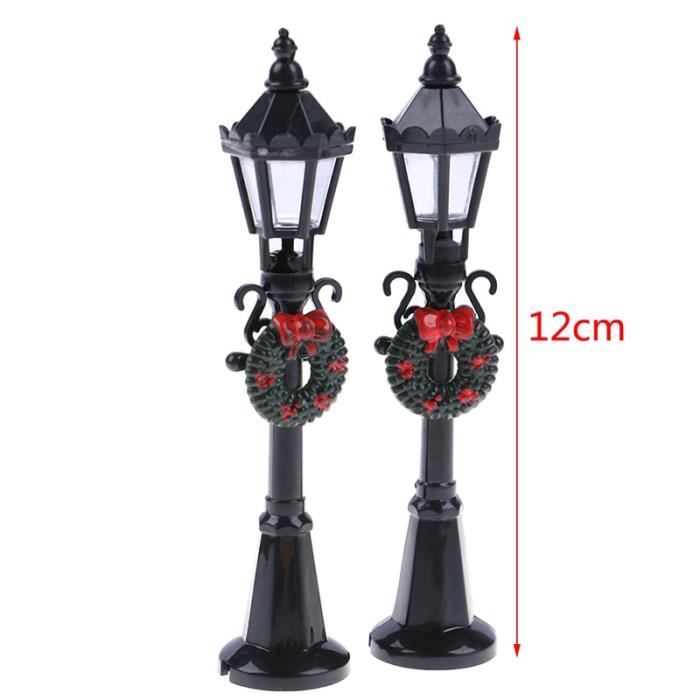 Réverbère LED – Maison De Poupée 1/12 – Noir, Métal Et Verre – Base Avec Interrupteur – Hauteur 11,5 Cm – Décoration Réaliste