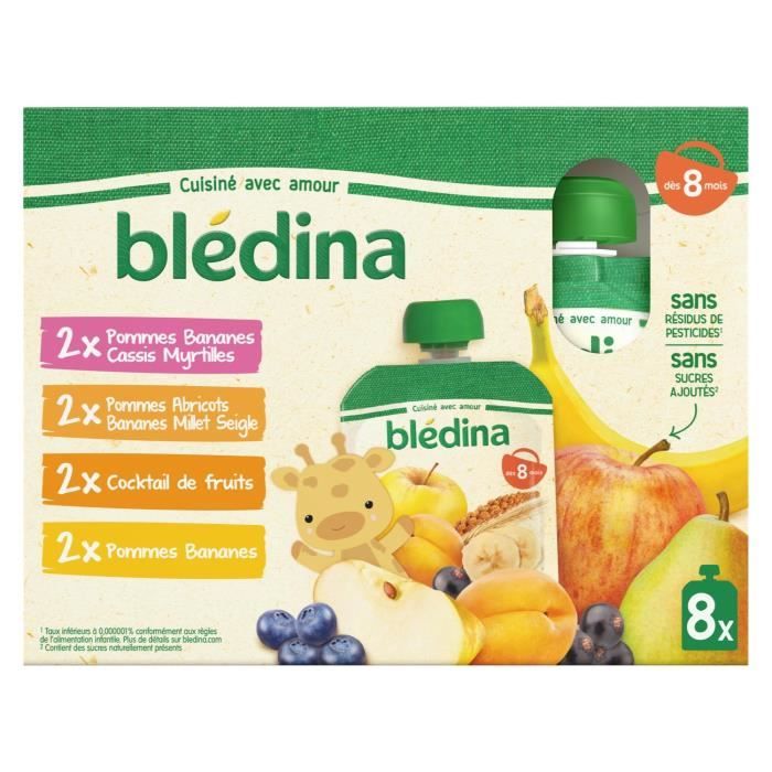 Lot De 12 Bledina Compotes Pommes Bananes Cassis Myrtilles Abricots Dessert Bebe Des 8 Mois 8 Gourdes De 90g Achat Vente Compote Dessert Fruite Lot De 12 Lot De 12 Bledina Compotes Pommes Bananes Cassis Myrtilles Abricots Dessert Bebe Des 8 Mois 8 Gourdes De 90g Achat Vente Compote Dessert Fruite Lot De 12