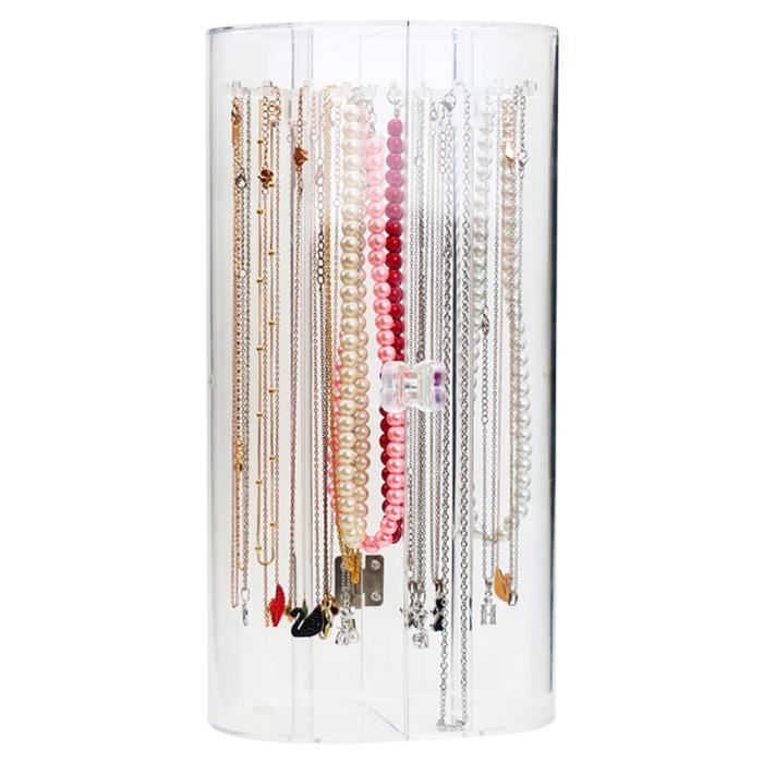 Organisateur à Bijoux Suspendu Double Face – Avec Crochet Rotatif 360° – Rangement Clair Pour Colliers, Bagues…