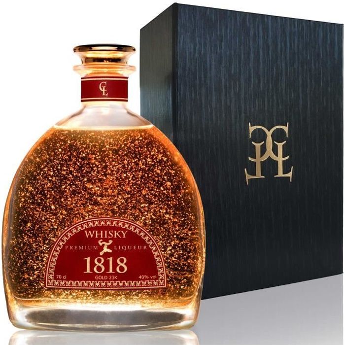 Coffret Whisky 1818 - Premium Liqueur Feuille d'or 23K - Cadeau pour Homme  - Bouteille & Coffret Avec Certificat d'or - 40% 70 cl - Achat / Vente Coffret  Whisky 1818 - Premium Liqueur Feuille d'or 23K - Cdiscount