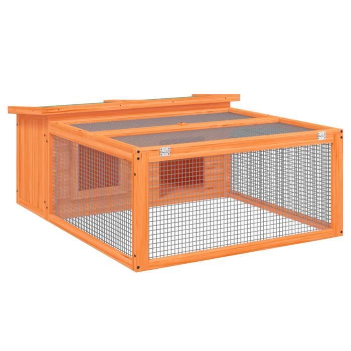 Clapier - Dilwe - 1175x97x475 cm - Bois de pin massif - Extérieur - Pour petits animaux