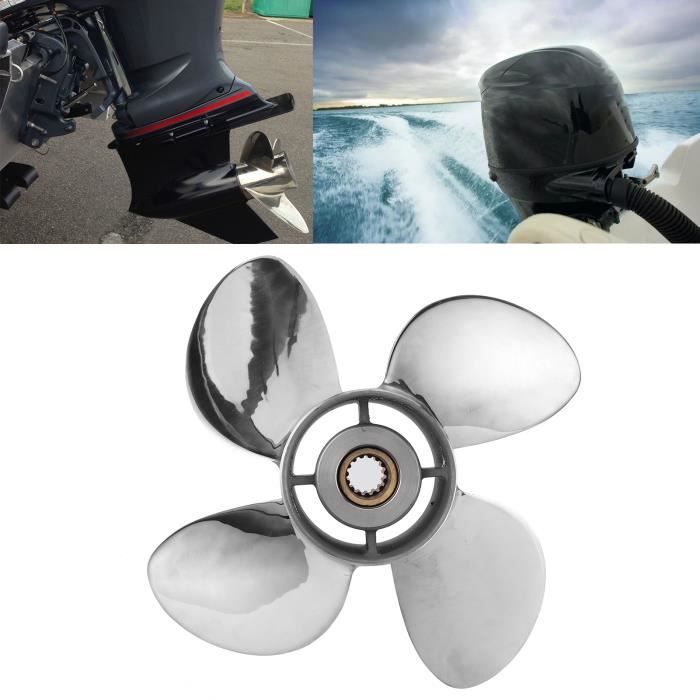 Boatman Hélice hors-bord OEM 13 1/2 x 14 en acier inoxydable pour moteur de bateau Yamaha 50–130 CV, 15 cannelures dentées