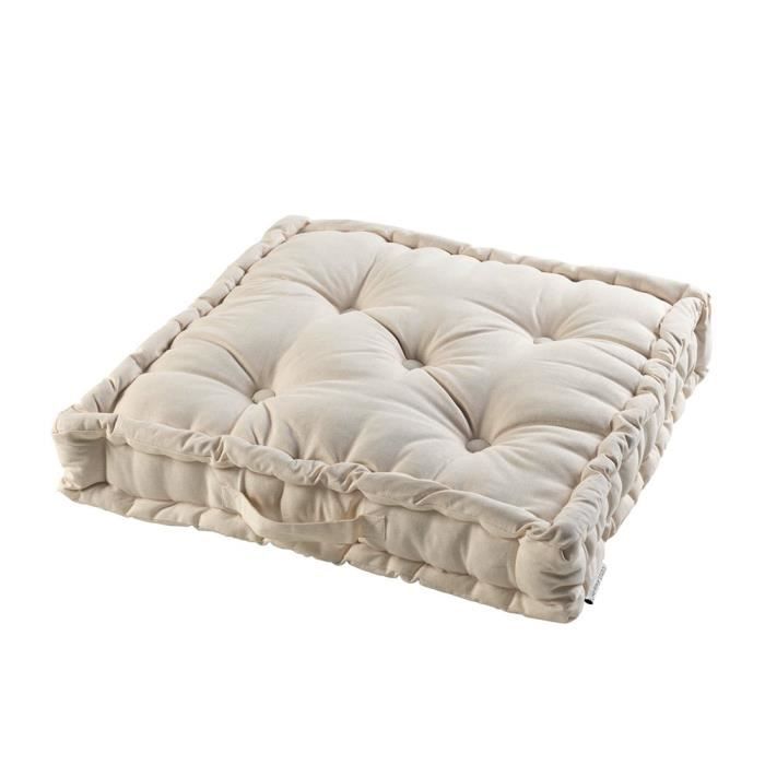 Coussin De Sol En Coton Uni 60x60 Cm - Pour Canapés Palettes, Bancs, Extérieur - 100% Coton, Poignée Latérale