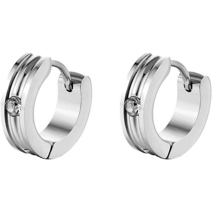 Gualiy Boucles D'oreilles Créoles En Acier Chirurgical Hypoallergénique, Boucles D'oreilles Percées Avec Chaîne Croisée Et Pampille En Argent, Pas De Gemme