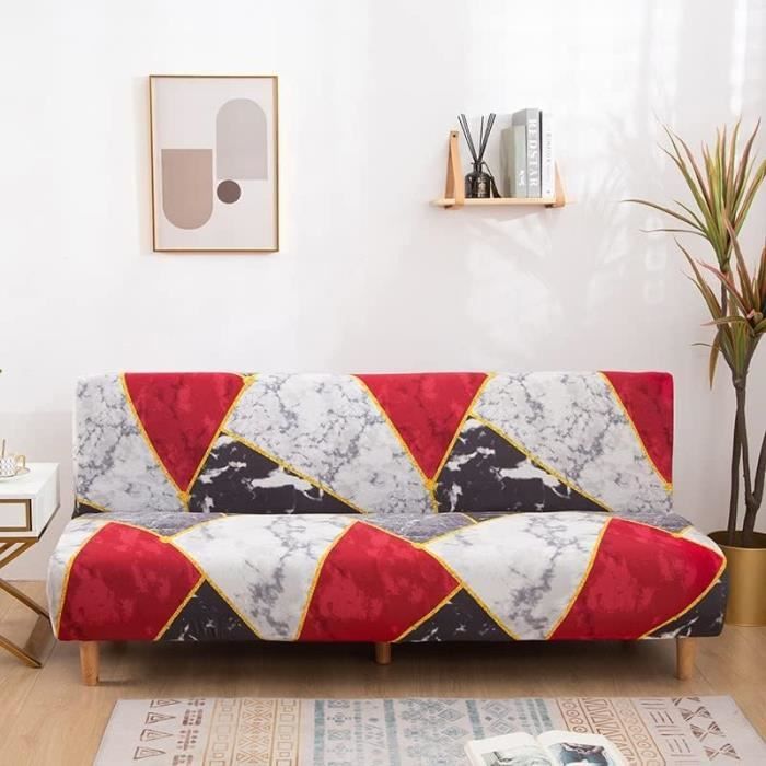 Housse Canapé Clic Clac Extensible 3 Places - Noir, Pour Canapé Sans Accoudoirs 180-210cm