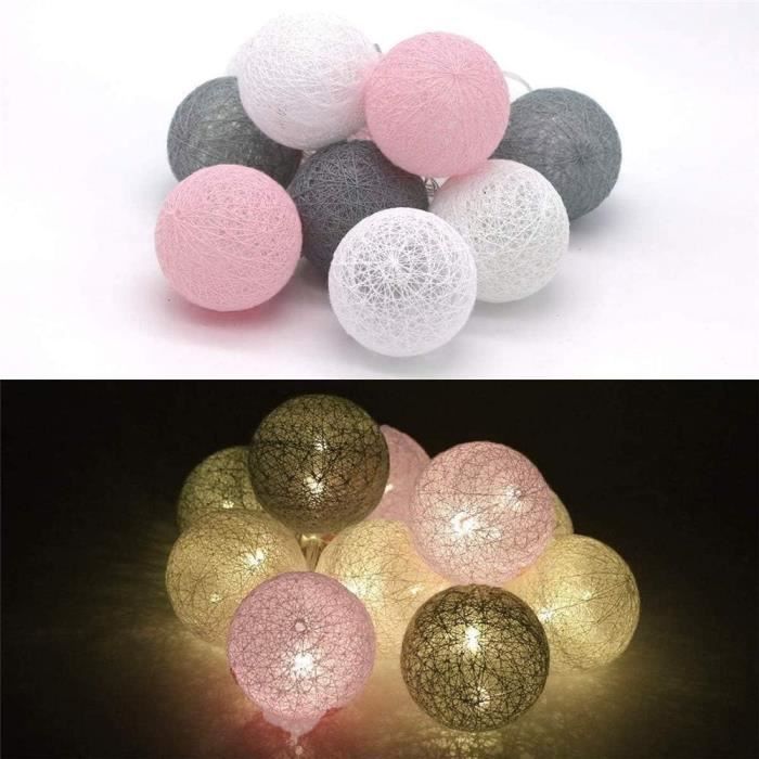 Ciskotu Guirlande Lumineuse 3.8m 20 LEDs - Boules Coton Dégradé Avec Interrupteur IP44