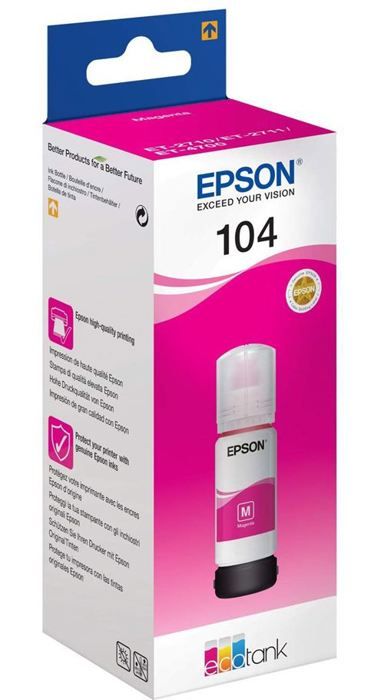 EPSON Kit de Remplissage dEncre Epson EcoTank 104 - Magenta - Jet dencre - 7500 Pages - 1 Unit(s) (C13T00P340)