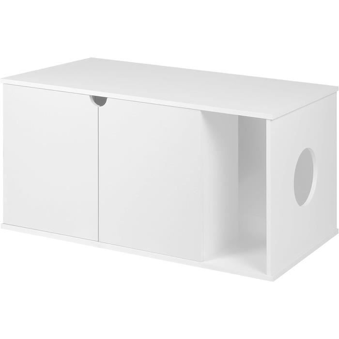 Meilleurs prix pour EUGAD Maison de Toilette Chat, Armoire pour Chat, Meuble de Rangement en Bois d’Ingénierie 105x53x51cm, Blanc E0AG0031