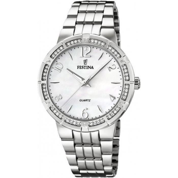 FESTINA Montre -  - F16703-1 - Cadran nacr&eacute; - Bracelet blanc - Femme 