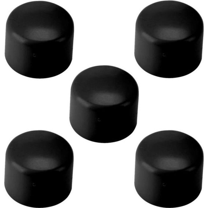 5x EMBOUT DE TUBE ROND ENVELOPPANT 16MM PVC BOUCHON CHAISE NOIR