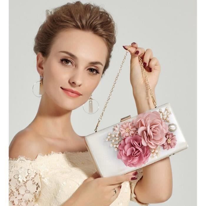 Petit Sac à Main / Pochette à Fermeture éclair - Motif Fleurs - Dimensions 8 1/2 X 6 1/2 Pouces - Neuf