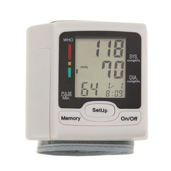 Tensiomètre automatique poignet tensiomètre de poignet LCD Affichage numérique Utilisation médicale à usage domestique pour