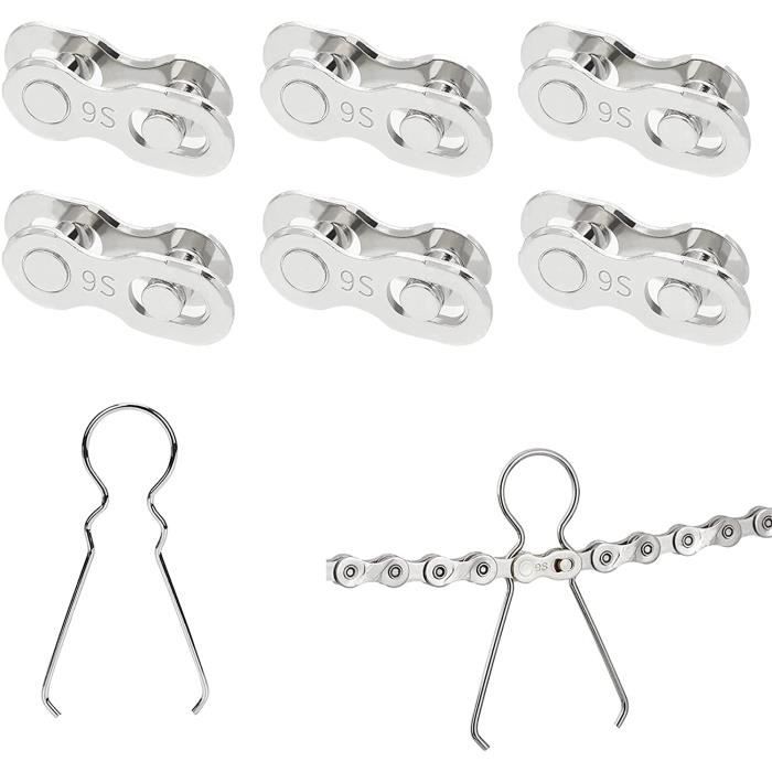 5 Paires De Maillons Rapides Pour Chaîne Vélo – Acier, Résistance 950 Kgf – Pour Vitesses 6/7/8, 9 Ou 10