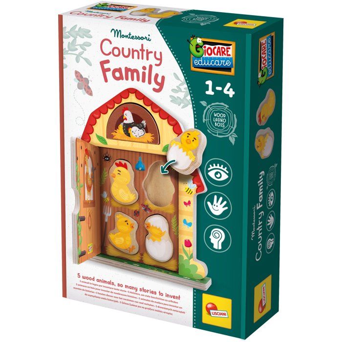 Jouer et Apprendre Famille de la Campagne Jeu déveil en bois LISCIANI Logique et imagination