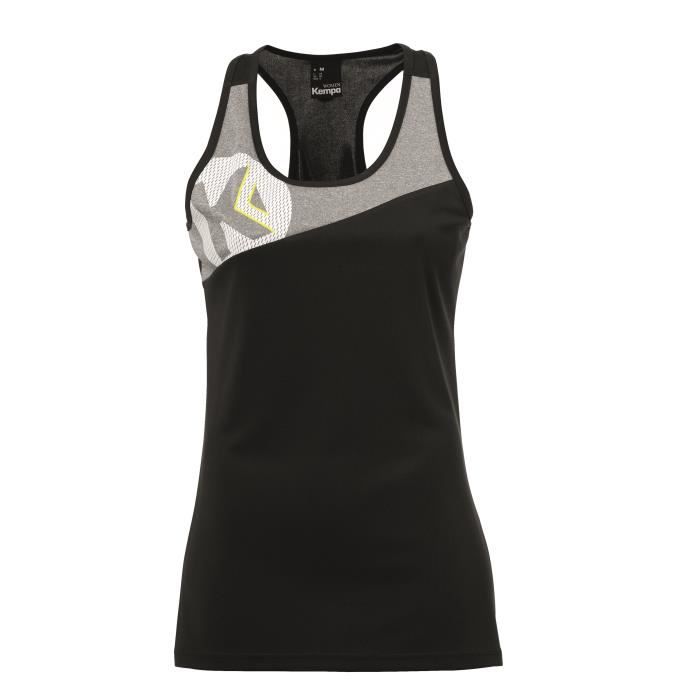 Maillot Kempa Core 2.0 Femme - Col Rond Bande Jaune Fluo - 100% Polyester