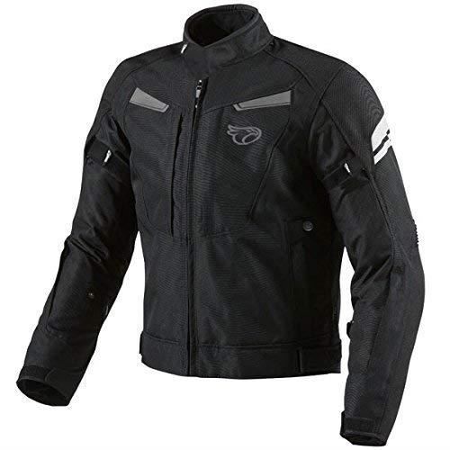 Jet Motorcycle Moto Veste Hommes Imperméable Noir Système de Poche Multifonctionnel Doublure Amovible Toutes les Saisons (Noir)