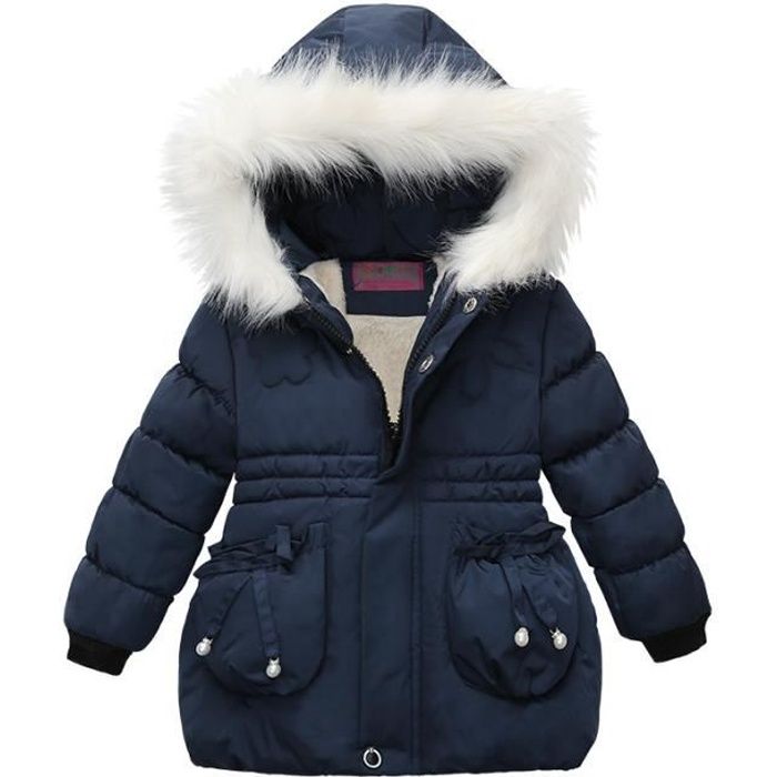 Doudoune Enfant Fille De 6 à 14 ans Chaude Hiver Epais avec Capuche  Mi-longue Couleur Unie - Rose Rose - Cdiscount Prêt-à-Porter