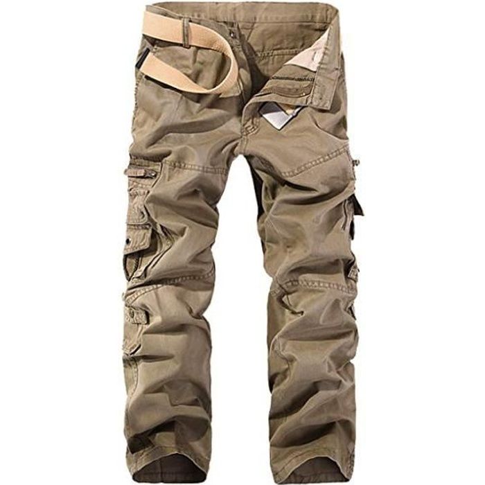 Hommes Pantalon Cargo Pantalon de Travail Style Militaire, Casual Pantalon Multi Poche Cargo Sports De Combat Pantalons