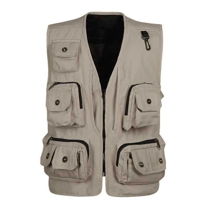 Gilet Utilitaire Homme Jarusite Beige Taille XL - Neuf Avec étiquette - Pêche Photo