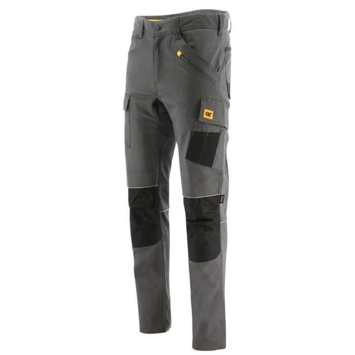 pantalon de travail stretch imperméable avec poches genouillères caterpillar trades wr - gris - noir