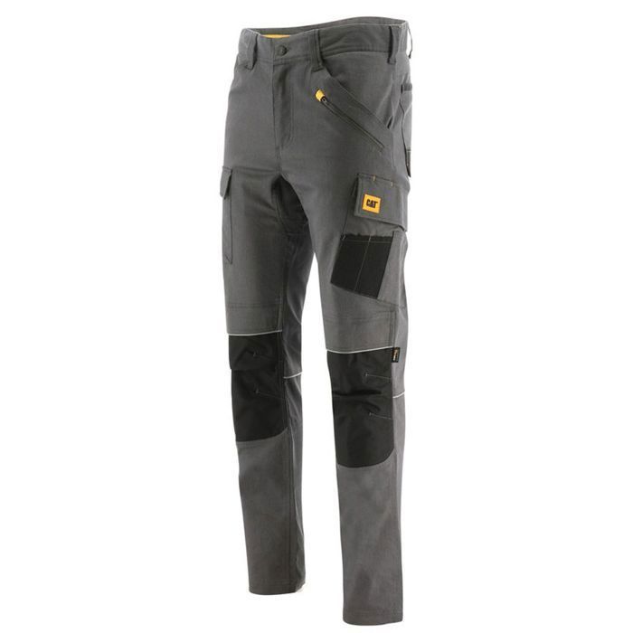 Pantalon de travail stretch imperméable avec poches genouillères Caterpillar TRADES WR - Gris - Noir
