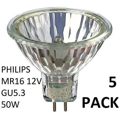 Philips Lot de 5 ampoules halogènes 12 V MR16 50 W GU5.3 36d Dx319p
