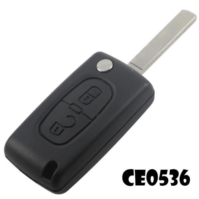 CLE PLIP 2 boutons PEUGEOT 3008 5008 modèle CE0536 lame SANS rainure ProPlip