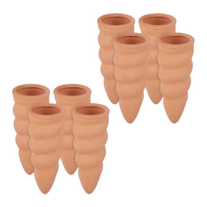 Lot de 8 cônes d'arrosage en argile - RELAXDAYS - Accessoire de jardinage - Blanc - Montage facile