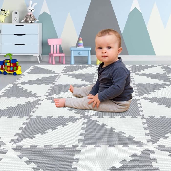 Tapis de dalles en mousse réversibles 120 x 180 cm village/terrazzo | Play and Go