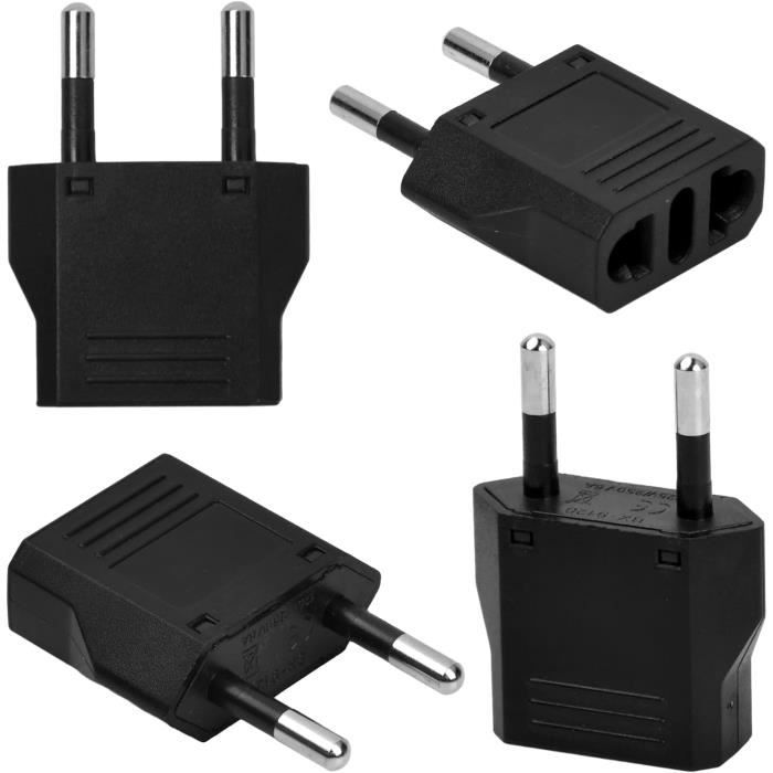 Adaptateur Prise France Vers USA – 4 Pièces, Voyage, Convertisseur US/EU Universel (Noir/Blanc) - 6