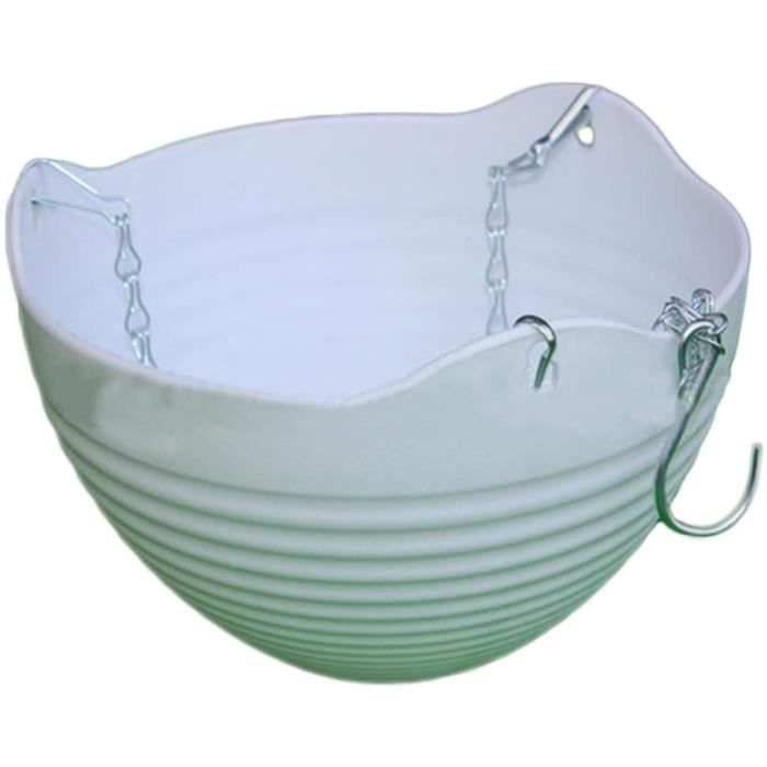 2 Pots De Fleurs Suspendus Blancs - Avec Chaîne, Pour Balcon, Intérieur Ou Extérieur