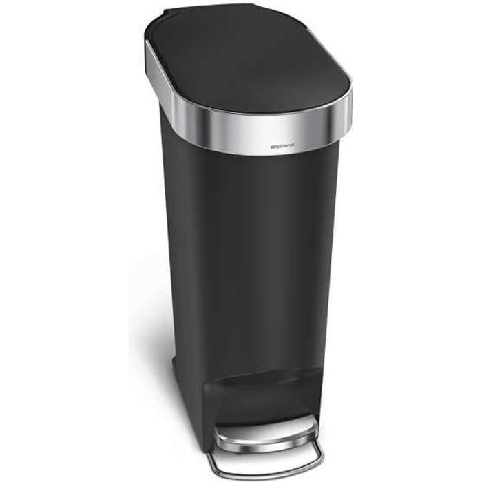 SIMPLEHUMAN Poubelle étroite à pédale 40 L noire CW1390