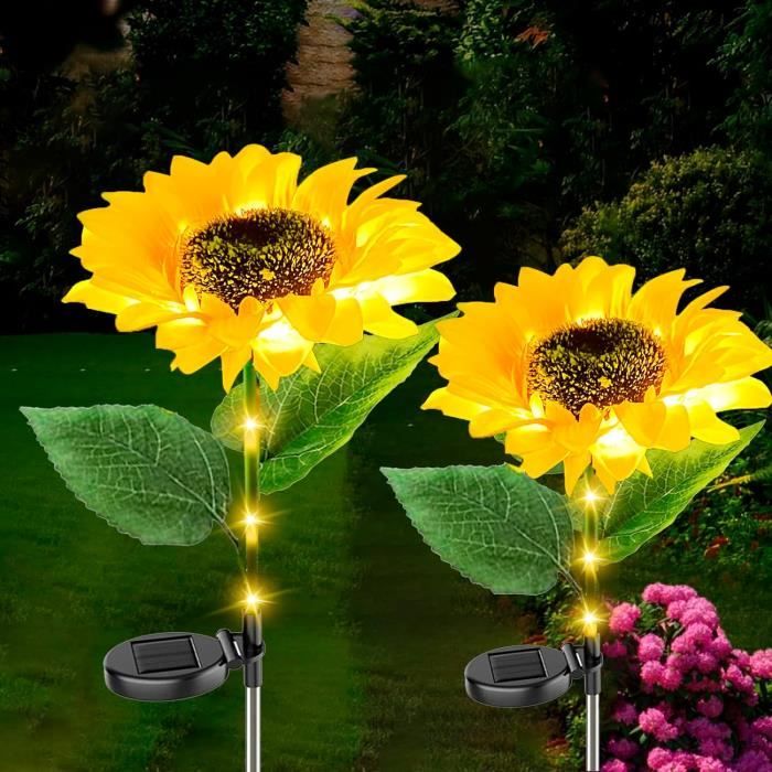 Ventes Flash Noël : 2 Paquets Solaires Extérieures Fleur Tournesol Lampe Artificielles 2 M Pas Cher