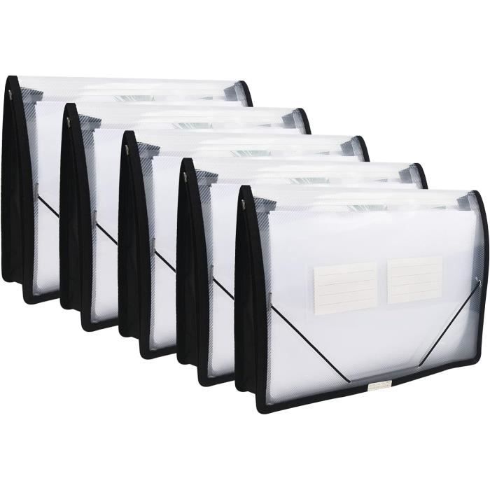 Lamitocs Lot De 2 Dossiers Extensibles A4 à 13 Poches Avec étiquettes Colorées, Pochettes En Plastique Pour L'école, Le Bureau Et La Maison, Rose