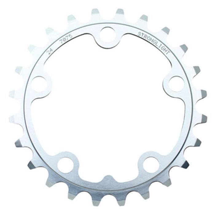 Plateau Triple Stronglight 24 Dents (Ø 74mm) Alu 7075 Noir Pour Route 9-10v