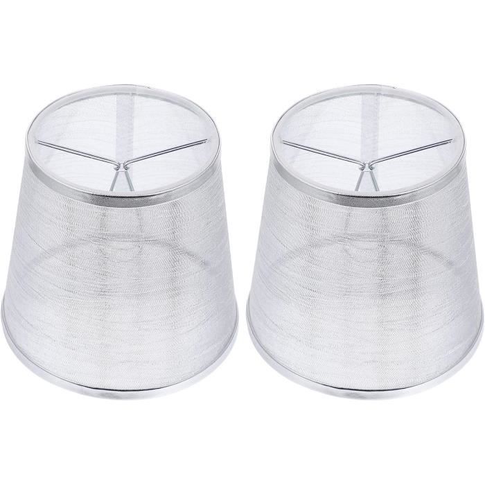 HERCHR Lot 2 Abat-Jour Miniature - Tissu Gris Pour Lampes E14 - Diamètre 11.2cm