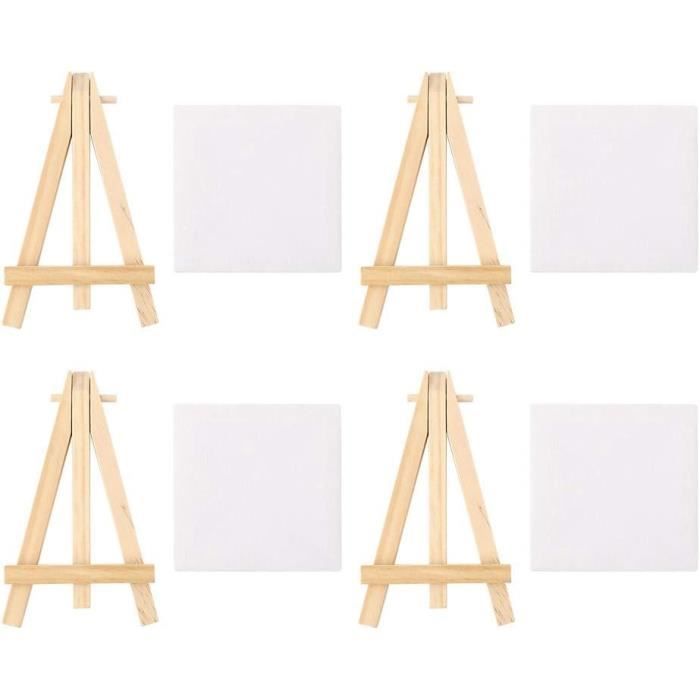 APACALI Lot De 15 Mini Chevalets Avec Toiles 10x10cm - Petit Chevalet Table Bois Pour Peinture