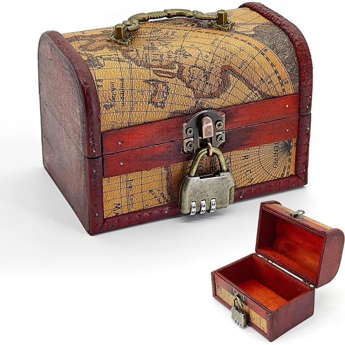 Tirelire Coffre Pirate Ancien – Boîte à Bonbons Forme Coffre – 17cm X 12cm X 7cm – Fabrication Pays-Bas