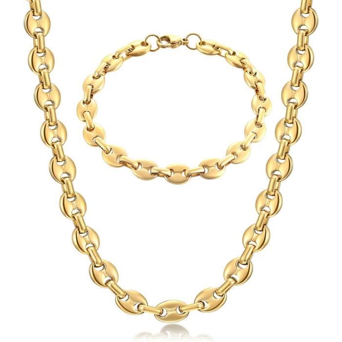 Collier Chaîne Grain De Café En Or Plaqué - Bijou Unisexe Tendance, Fabriqué En Italie