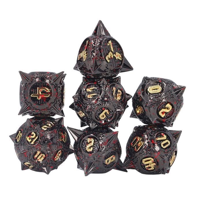 Ensemble de 7 dés polyédriques Lab Dice: Translucides cramoisis avec chiffres dorés (D6 Bonus) main image 0