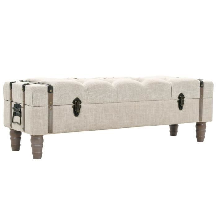 "top" banc coffre jili - design relax - banc salon de rangement bois massif et acier 111 x 34 x 37 cm,14,45 kg