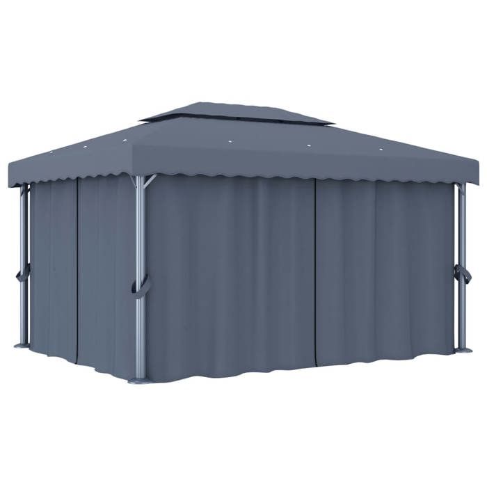 Gazebo Pavillon Chapiteau Pliant Bleu 4 Poids Métal Polyester Terrasse