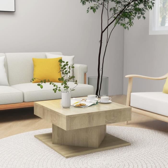 (808371)Table basse Chêne sonoma 57x57x30 cm Aggloméré MEN