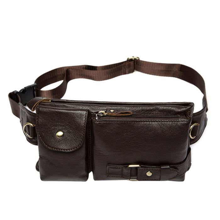 Sac à Taille Vintage En Cuir Véritable - Banane, Bandoulière Ou Hanche - Pour Randonnée Ou Ville