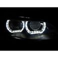 Paire de feux phares BMW serie 3 E92 / E93 06-10 angel eyes LED 3D DRL noir-1