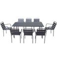 Ensemble table de jardin rectangulaire et 8 chaises avec accoudoirs en métal - Collection Palavas-1