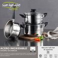 Batterie de cuisine San Ignacio 5 pcs acier inox + 2 poêles à frire Optimum Plus (18 22 26 cm) aluminium pressé tout  induction-1