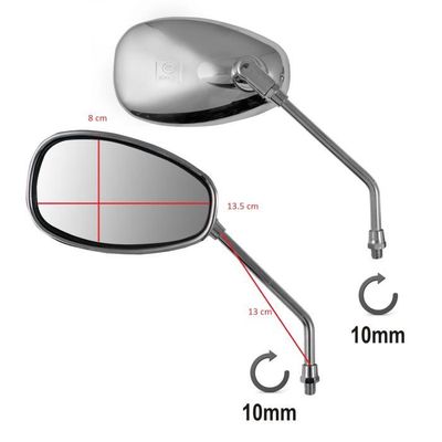 Qiilu - Rétroviseurs Chromés Universels Pour Moto Et Scooter - Miroir Convexe Large Angle Réglable