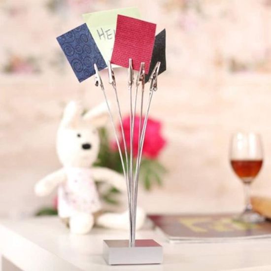 Lot De 20 Pinces à Photos Sur Pied – Support Photo En Bois Et Métal – Hauteur 11,5 Cm – Pour Décoration Maison, Bureau, Mariage – Blanc - 12